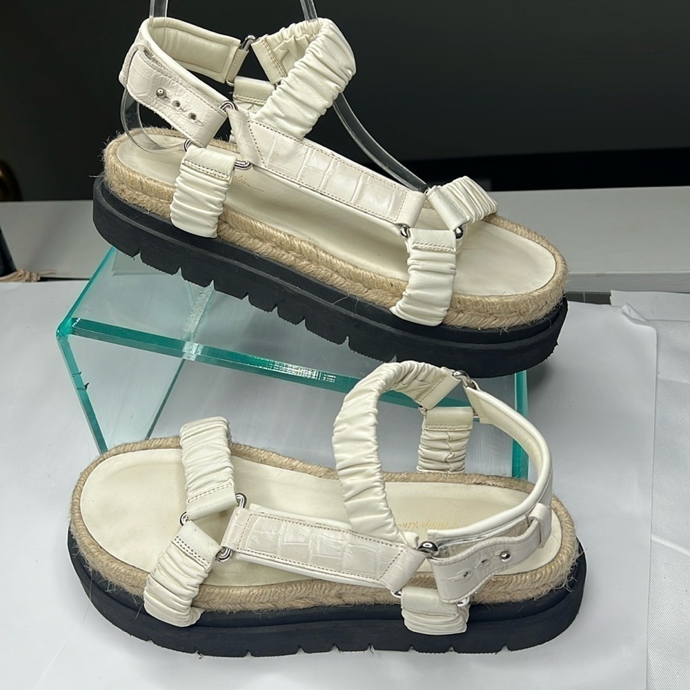 3.1 Philip Lim Sz 38 Noa Jute and Leather Platform Sandals